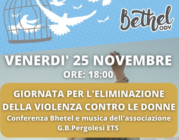 Vallecrosia: il 25 novembre alla sala polivalente una conferenza di Bethel contro la violenza sulle donne