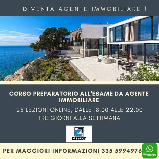 Al via un corso on line del Cescot Confesercenti provinciale per diventare agente immobiliare