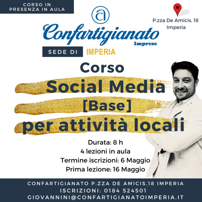 A maggio l’edizione imperiese del ‘Corso Social’ di Confartigianato per raggiungere la massima visibilità su motori di ricerca e social network