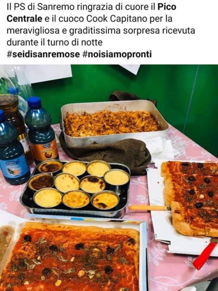 Sanremo: l'emergenza Coronavirus si combatte anche con gesti semplici, uno spuntino al pronto soccorso