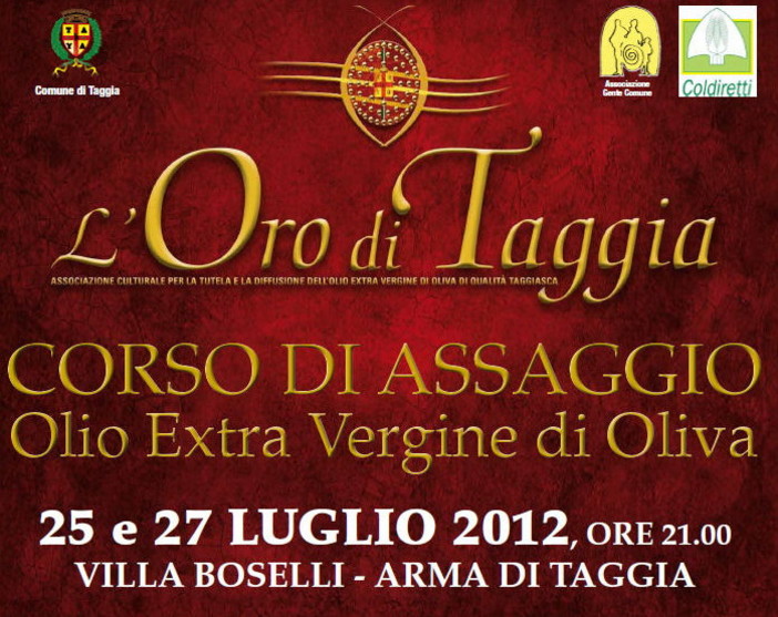 Arma di Taggia: a Villa Boselli un corso di asaggio dell'olio ed un percorso di conoscenza