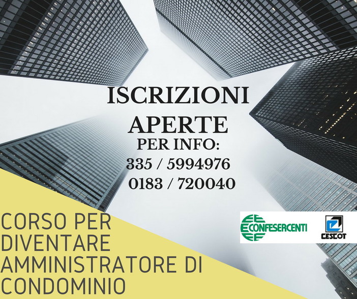 Imperia: aperte al Cescot Confesercenti le iscrizioni al corso per diventare amministratori di condominio