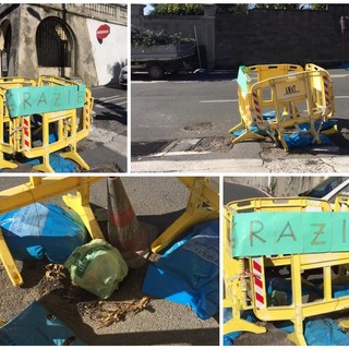 Imperia: da mesi accesso a ostacoli per le auto in via Roncati Carli, i residenti protestano. Amat &quot;Lavori previsti per la prossima settimana&quot; (Foto)