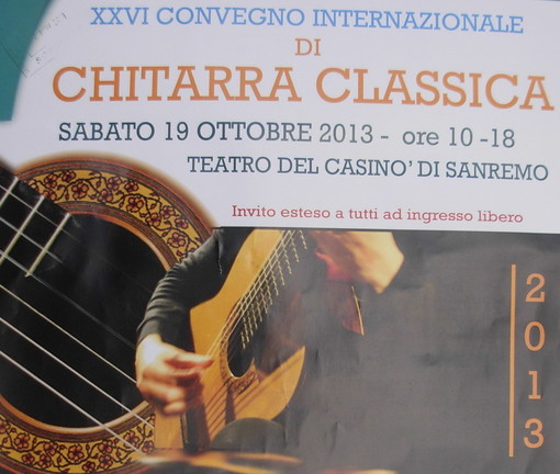 Sanremo: il 19 ottobre prossimo al Casinò la 26a edizione del congresso di chitarra classica