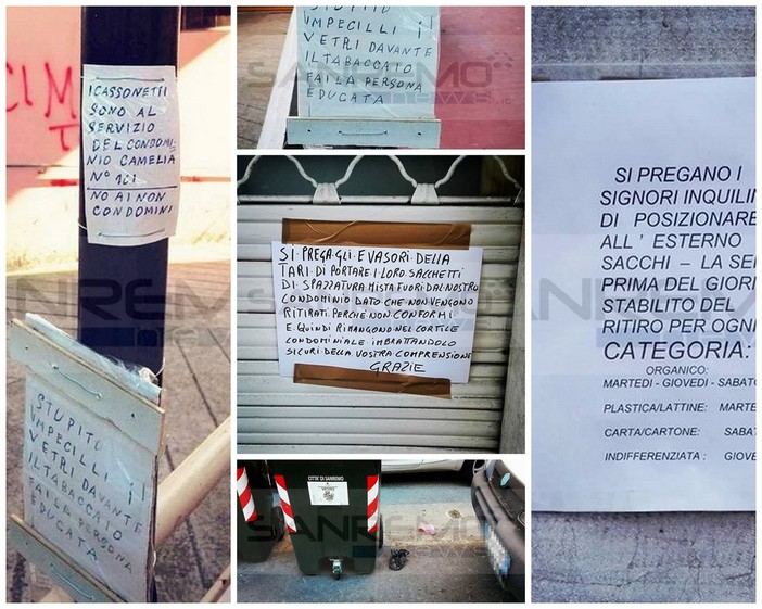 Sanremo: i cartelli alla 'Militello' per la differenziata 'porta a porta' spuntano come funghi a San Martino