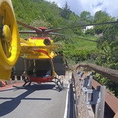 Molini di Triora: cade in campagna da tre metri di altezza, 64enne trasportato in elicottero (Foto)