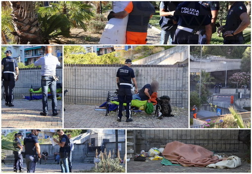 Sanremo: prosegue l'offensiva contro i clochard, probabile 'Daspo cittadino' per alcuni di loro alla stazione (Foto)