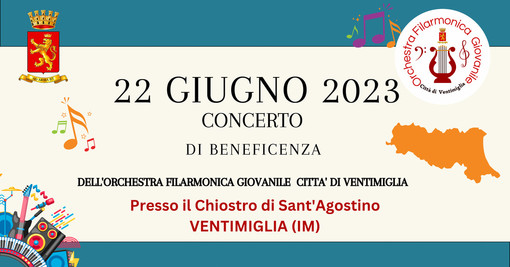 Concerto di beneficenza dell’Orchestra Filarmonica Giovanile &quot;Città di Ventimiglia&quot; in favore dell’Emilia-Romagna
