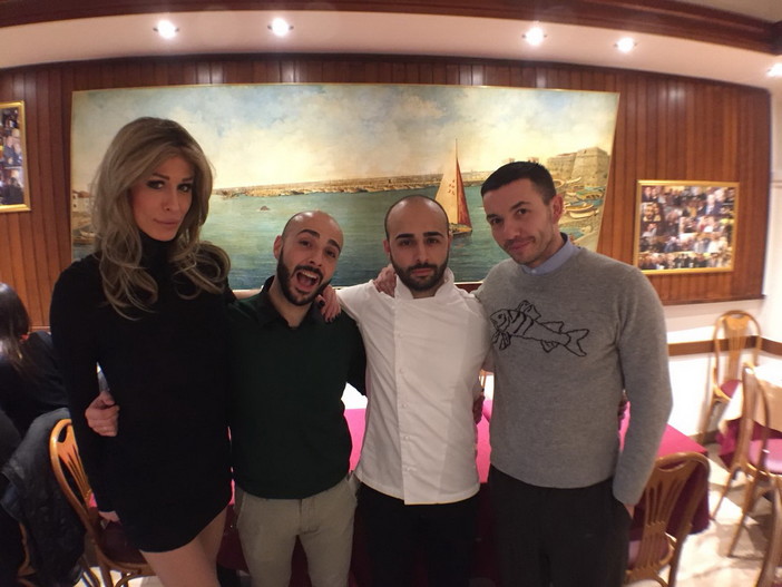 Sanremo: Cristina Bugatty di Pechino Express e Diego Passoni di radio dj al ristorante 'Da Nicò'