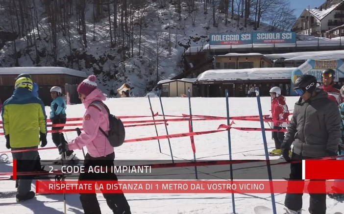 Prato Nevoso ai tempi del Coronavirus: distanza di un metro tra gli sciatori e... (Video)