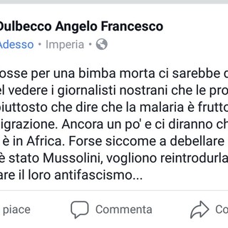 Imperia: bimba morta per malaria a Brescia, fa discutere un post su Facebook di Angelo Dulbecco (Forza Italia)