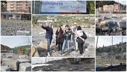 Bordighera: l'Arziglia non sarà più il campo da calcio, si va alle 'Due Strade'. La conferma del Sindaco durante il sopralluogo di Sonia Viale (Foto e Video)