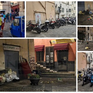 Sanremo: piazza Muccioli, dalle stelle alle stalle! Parcheggio selvaggio, rifiuti abbandonati e banchetti per topi e gabbiani (Foto)