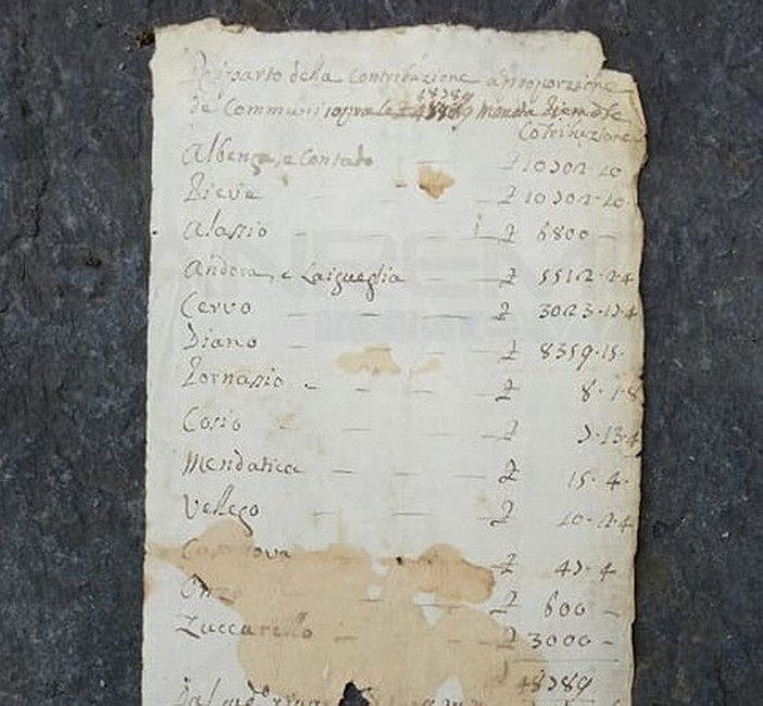 Alle origini della nostra civiltà: un documento del 1748 sulla contribuzione in Valle Arroscia