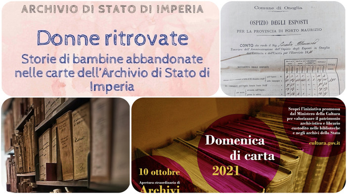 Imperia: domenica l'esposizione &quot;Donne ritrovate&quot;, le storie delle bambine abbandonate nei documenti dell'Archivio di Stato