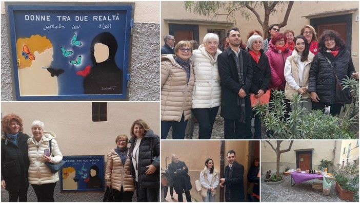 Libertà per le iraniane, Bordighera inaugura il dipinto 'Donne tra due realtà' (Foto e video)