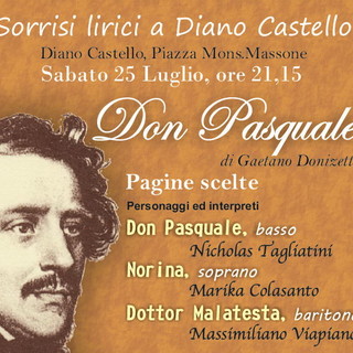 Diano Castello: sabato prossimo al via la rassegna 'Sorrisi lirici a Diano Castello' con il 'Don Pasquale'