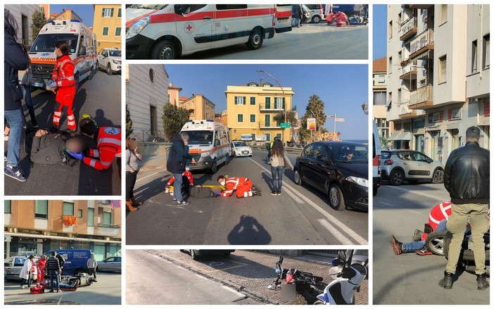 Imperia: doppio incidente contemporaneo in via Delbecchi e via Nizza, due centauri lievemente feriti (Foto)