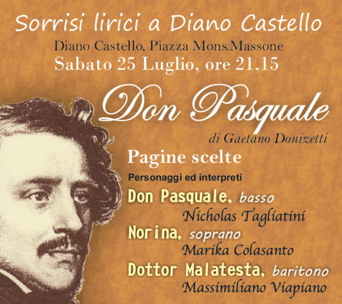 Diano Castello: sabato prossimo al via la rassegna 'Sorrisi lirici a Diano Castello' con il 'Don Pasquale'