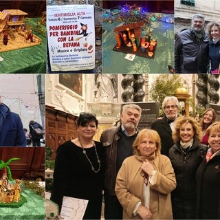 Ventimiglia Alta in festa per l'arrivo della Befana, Nicoletta Storelli e nipoti vincono il concorso dei presepi poveri (Foto e video)