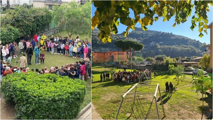 Giornata nazionale degli alberi, i bimbi di Camporosso piantano un ulivo e un corbezzolo (Foto)