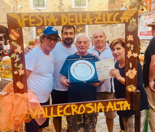 Vallecrosia: nominato cavaliere della zucca Girolamo Rinaldis e premiata per meriti sportivi la ciclista Irma Siri