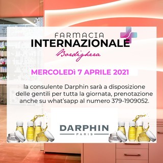 Giornata promozionale Darphin: prenota la tua consulenza gratuita con la Beauty Specialist Darphin alla Farmacia Internazionale di Bordighera