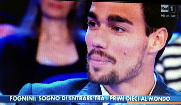 Il tennista armese Fabio Fognini oggi ospite su Rai Uno alla 'Vita in Diretta'