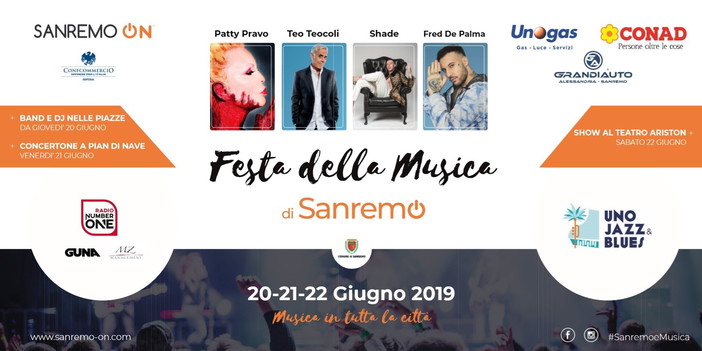 Dal 20 al 22 giugno prossimi a Sanremo la 'Festa della Musica': ben 16 i 'set' nel cuore della città