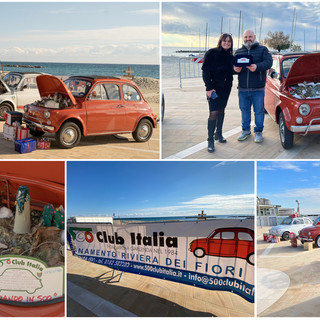 I presepi nelle Fiat 500 d'epoca danno il via al Natale di Taggia: fino a stasera l'esposizione in piazza Chierotti