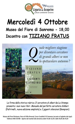 Sanremo: mercoledì al Floriseum la presentazione dell'ultimo libro di Tiziano Fratus
