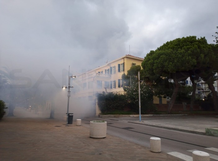 Arma di Taggia: colonna di fumo dall'Alberghiero, ma era solo il malfunzionamento di una pompa idraulica (Foto)