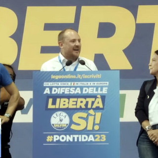 Il Sindaco Flavio Di Muro a Pontida &quot;L'Europa unita è morta a Ventimiglia, servono rimpatri di massa&quot; (Video)