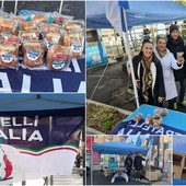 Vallecrosia, Fratelli d’Italia fa gli auguri ai cittadini donando panettoni. Perri: &quot;Continueremo ad essere presenti sul territorio” (Foto e video)