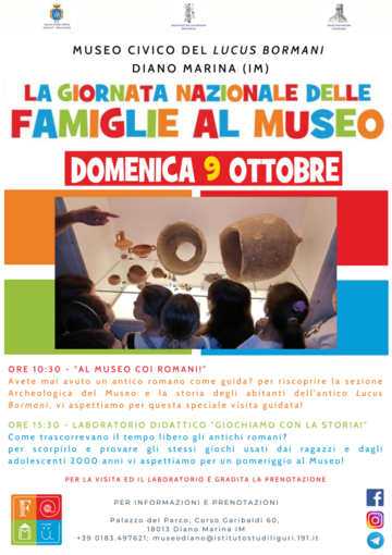 Diano Marina: domenica apertura straordinaria del Museo Civico del Lucus Bormani per la Giornata Nazionale delle Famiglie