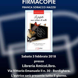 Bordighera: sabato 3 febbraio, firmacopie con Franca Soracco Mazzei presso la libreria AmicoLibro