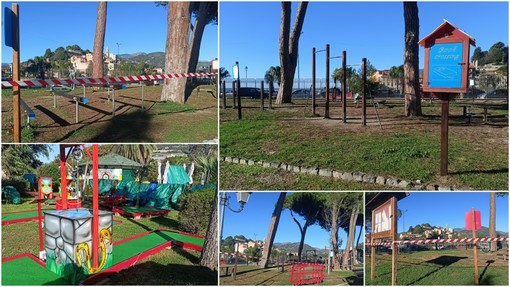 Ventimiglia, sistemata l'area fitness nei giardini pubblici: mercoledì verrà inaugurato il minigolf (Foto)