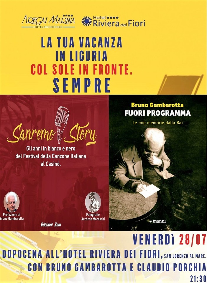 Marina di San Lorenzo: il 28 luglio all’Hotel Riviera dei Fiori omaggio al Festival della Canzone di Sanremo