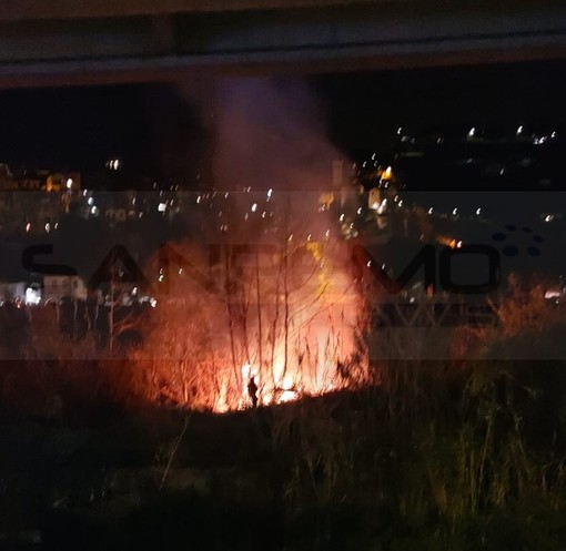 Ventimiglia: piccolo incendio di un canneto sul fiume Roya, intervento dei Vigili del Fuoco (Foto)
