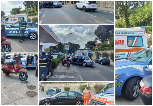 Imperia: scontro auto-scooter questa mattina in corso Garibaldi, centauro in ospedale (Foto)