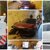 Tre incidenti stradali in pochi minuti tra Sanremo e Taggia sull'Aurelia Bis: nessun ferito grave, una Ferrari distrutta (Foto)