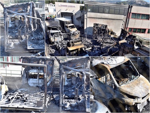 Taggia: proseguono le indagini dei Carabinieri dopo l'incendio che ha distrutto 7 camion della 'Marr'