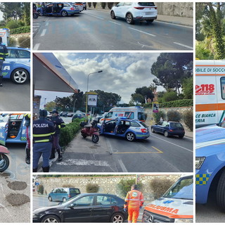 Imperia: scontro auto-scooter questa mattina in corso Garibaldi, centauro in ospedale (Foto)