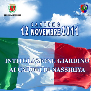 Sanremo: sabato prossimo l'intitolazione ai Caduti di Nassiriya di un giardino sulla ciclabile