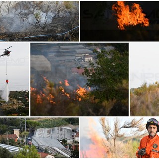 Sanremo: incendio boschivo nella zona di strada Peiranze verso Verezzo, intervento dei Vigili del Fuoco (Foto e Video)