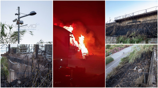 Sanremo: incendio di ieri sera alla 'Vesca', indagini in corso e una telecamera potrebbe aver ripreso tutto (Foto e Video)