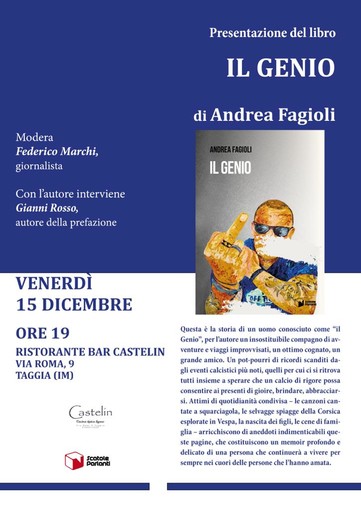 Taggia: domani la presentazione del nuovo libro di Andrea Fagioli