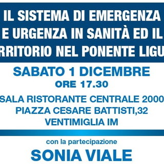 Ventimiglia: sabato prossimo in piazza Cesare Battisti incontro sull'emergenza in sanità con Sonia Viale