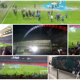 Due sanremesi che lavorano a Londra alla finale di Wembley: Giulio e Annalisa tra i 7.000 italiani allo stadio (Foto e Video)