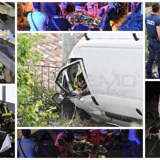 Sanremo: furgone fuoristrada nella zona di San Bartolomeo, due feriti di cui uno incastrato (Foto)
